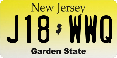 NJ license plate J18WWQ