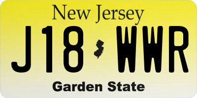 NJ license plate J18WWR