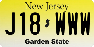 NJ license plate J18WWW