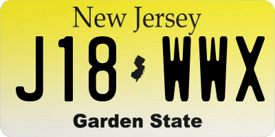NJ license plate J18WWX