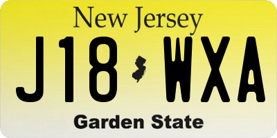 NJ license plate J18WXA
