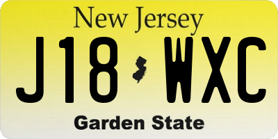 NJ license plate J18WXC