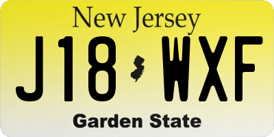 NJ license plate J18WXF
