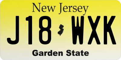 NJ license plate J18WXK