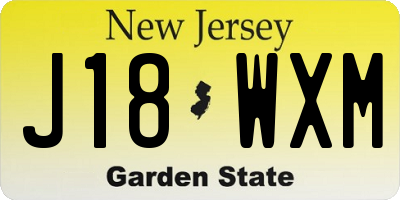 NJ license plate J18WXM
