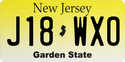 NJ license plate J18WXO