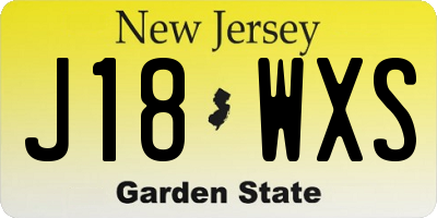 NJ license plate J18WXS