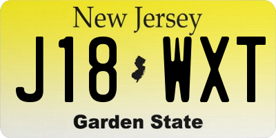 NJ license plate J18WXT