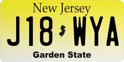 NJ license plate J18WYA