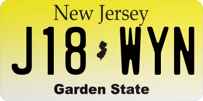 NJ license plate J18WYN