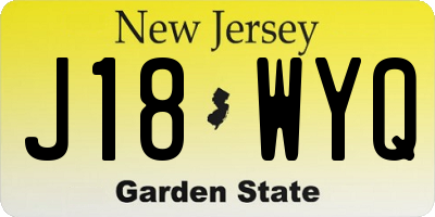 NJ license plate J18WYQ