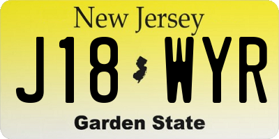 NJ license plate J18WYR