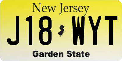 NJ license plate J18WYT
