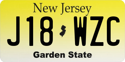 NJ license plate J18WZC