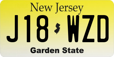 NJ license plate J18WZD