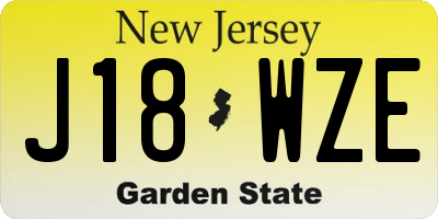 NJ license plate J18WZE