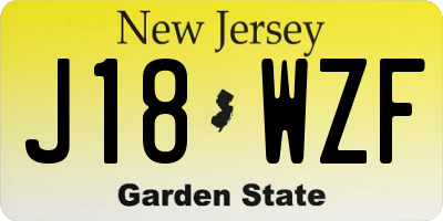 NJ license plate J18WZF