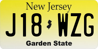 NJ license plate J18WZG