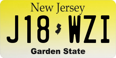 NJ license plate J18WZI