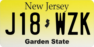 NJ license plate J18WZK