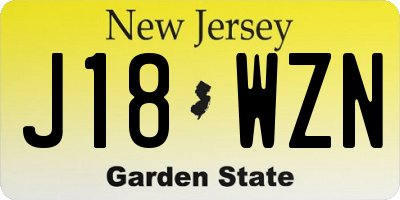 NJ license plate J18WZN