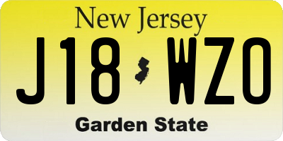 NJ license plate J18WZO