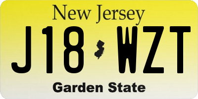 NJ license plate J18WZT