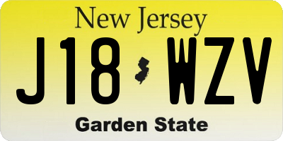 NJ license plate J18WZV