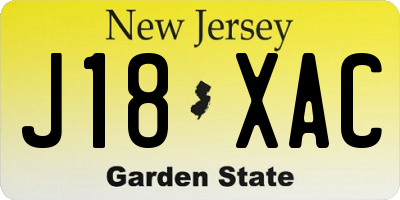 NJ license plate J18XAC