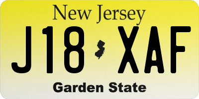 NJ license plate J18XAF