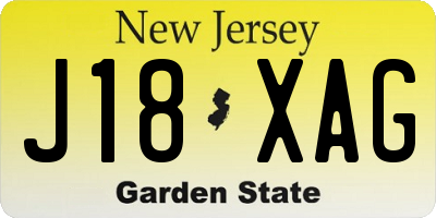 NJ license plate J18XAG