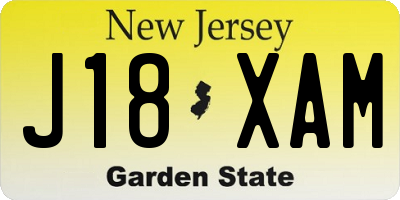 NJ license plate J18XAM