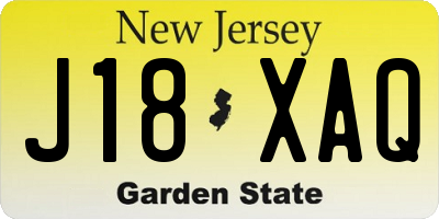 NJ license plate J18XAQ