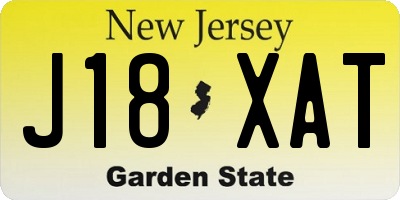 NJ license plate J18XAT