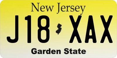 NJ license plate J18XAX