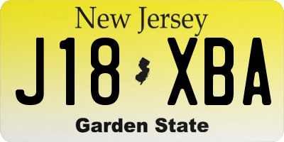 NJ license plate J18XBA