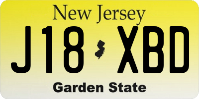 NJ license plate J18XBD