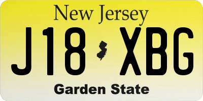 NJ license plate J18XBG