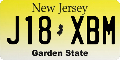 NJ license plate J18XBM