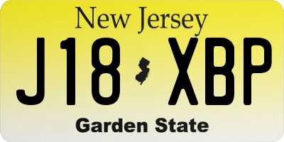 NJ license plate J18XBP