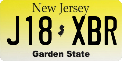 NJ license plate J18XBR