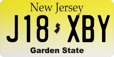 NJ license plate J18XBY