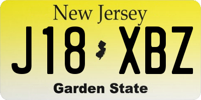 NJ license plate J18XBZ