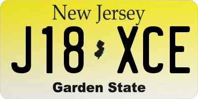 NJ license plate J18XCE