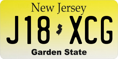 NJ license plate J18XCG