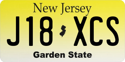 NJ license plate J18XCS