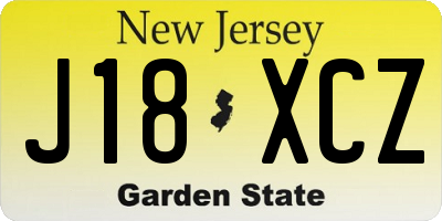 NJ license plate J18XCZ