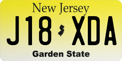 NJ license plate J18XDA