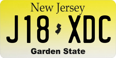 NJ license plate J18XDC