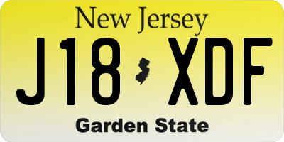 NJ license plate J18XDF